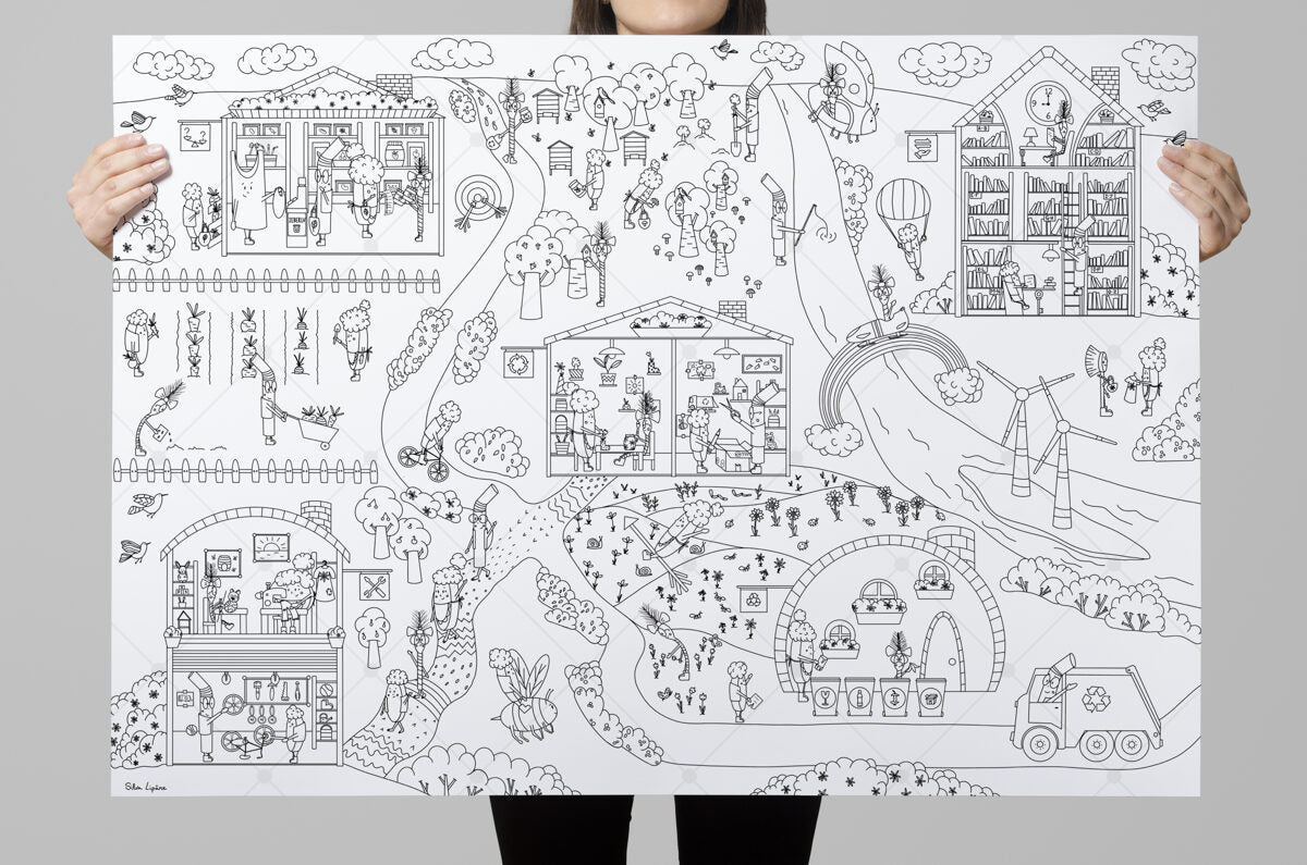 ZERO WASTE CITY giant colouring poster