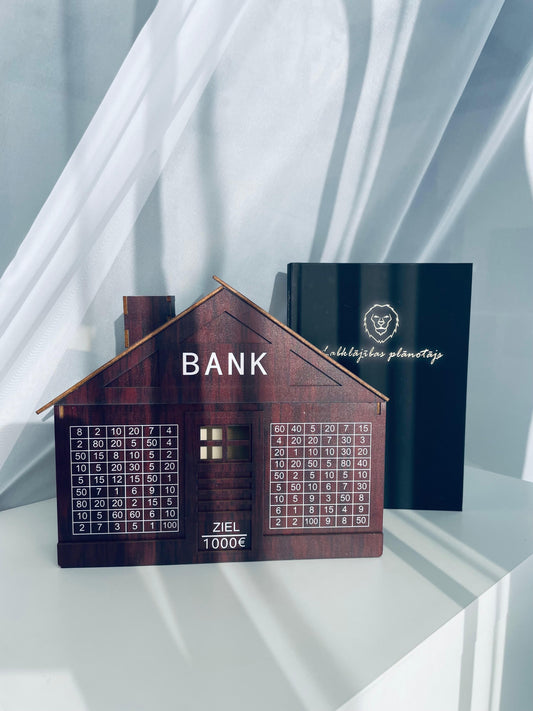 Complete Set: Weekly Planner + House-Shaped Wooden Savings Bank